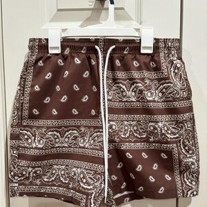 Brown Paisley Print Shorts